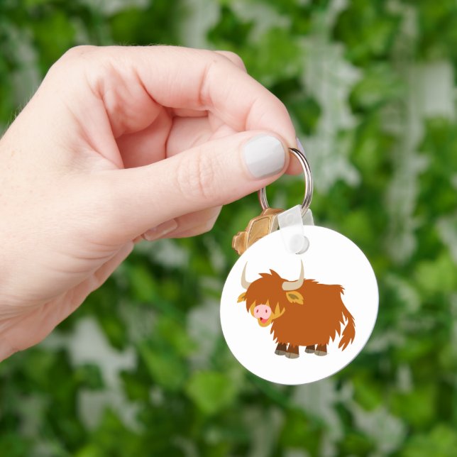 Cute Cartoon Highland Cow Keychain (Hand)