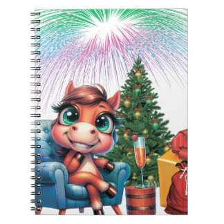 Cute Cartoon Horse New Year's Eve Celebration Notebook
