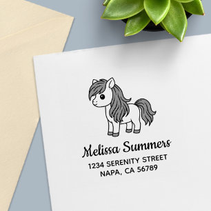 Cute Cartoon Horse Pony Address Self-inking Stamp