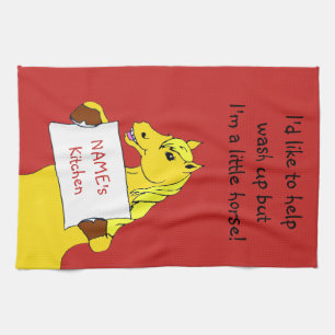 Cute Cartoon Horse with Message Kitchen Towel