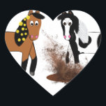 Cute Cartoon Horses playing in Big Bad Scary Mud P Heart Sticker<br><div class="desc">Great Birthday or Christmas gift’s for kids or the horse crazy person you know. Based off the book by Darlene Panzera and Samantha Panzera. Riki & J.R. The Big Bad Scary Mud Puddle.</div>