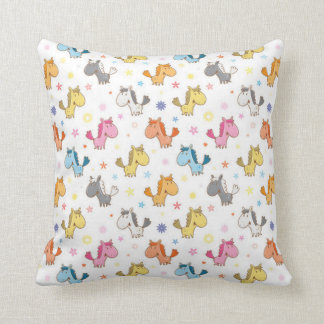 Cute Cartoon Horses Throw Pillow