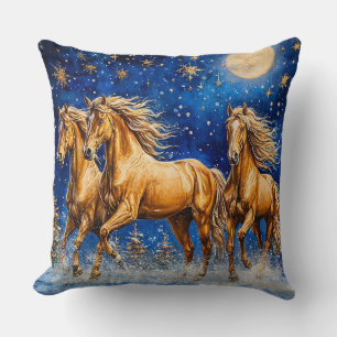 Cute Cartoon Horses Throw Pillow