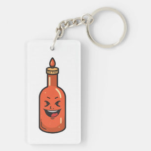 Cute Cartoon Hot Sauce Bottle Meme Keychain