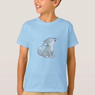 Cute Cartoon Howling Wolf Pup T-Shirt