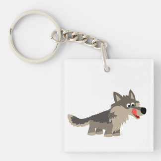 Cute Cartoon Hungry Wolf Acrylic Keychain