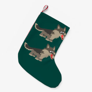 Cute Cartoon Hungry Wolf Christmas Stocking