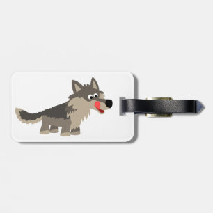 Cute Cartoon Hungry Wolf Luggage Tag