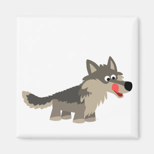 Cute Cartoon Hungry Wolf  Magnet