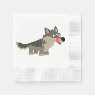 Cute Cartoon Hungry Wolf Paper Napkins