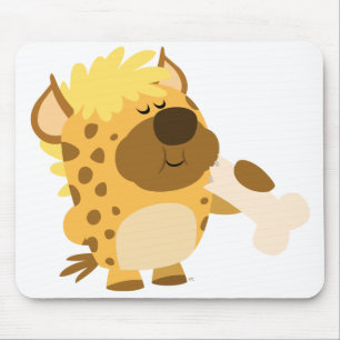Cute Cartoon Hyena Crushing a Bone Mousepad