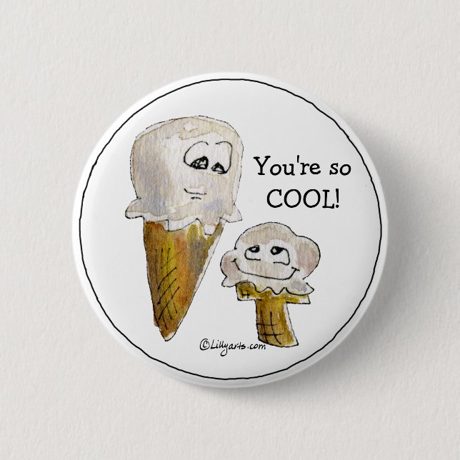Cute Cartoon Ice Cream Cones 2 Inch Round Button (Front)