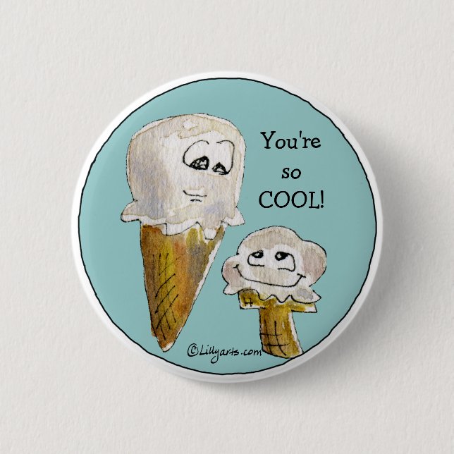 Cute Cartoon Ice Cream Cones 2 Inch Round Button (Front)