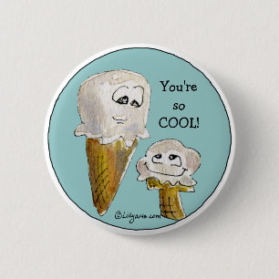 Cute Cartoon Ice Cream Cones 2 Inch Round Button