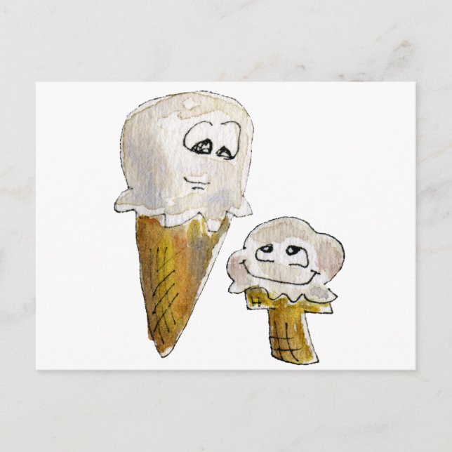 Cute Cartoon Ice Cream Cones Postcard (Front)