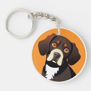 Cute Cartoon Illustration of a Puppy Keychain
