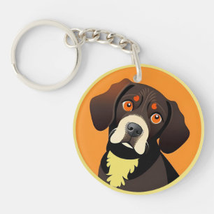 Cute Cartoon Illustration of a Puppy Keychain