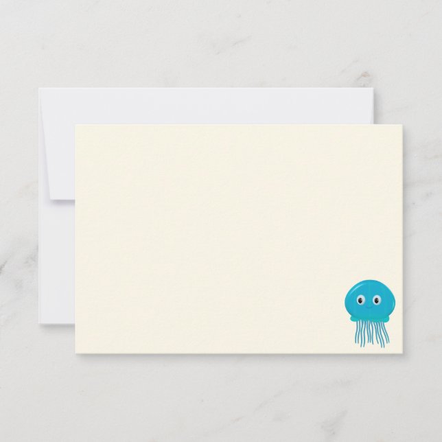 Cute Cartoon Jellyfish Blank Cream Off White Card (Front)