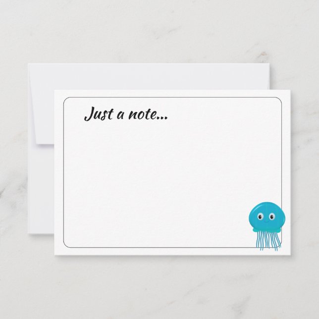 Cute Cartoon Jellyfish Custom Just a Note Card (Front)