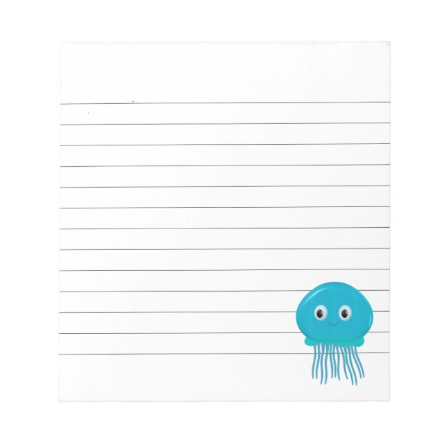 Cute Cartoon Jellyfish Lined Notepad (Front)