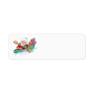 Cute Cartoon Jolly Santa Claus in a Row Boat