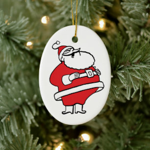 Cute Cartoon Jolly Santa Claus Laughing Ho Ho Ho Ceramic Ornament