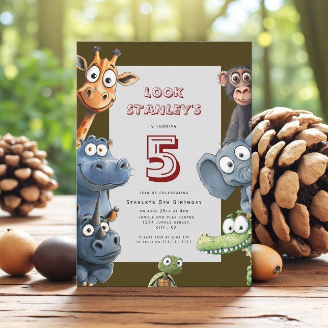 Cute Cartoon Jungle Animals kids birthday Invitation (Creator Uploaded)