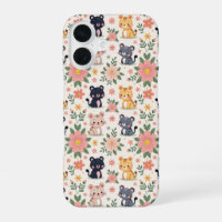 Cute Cartoon Jungle Cats and Flowers
