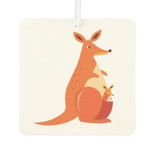 Cute Cartoon Kangaroo & Baby Air Freshener (Back)