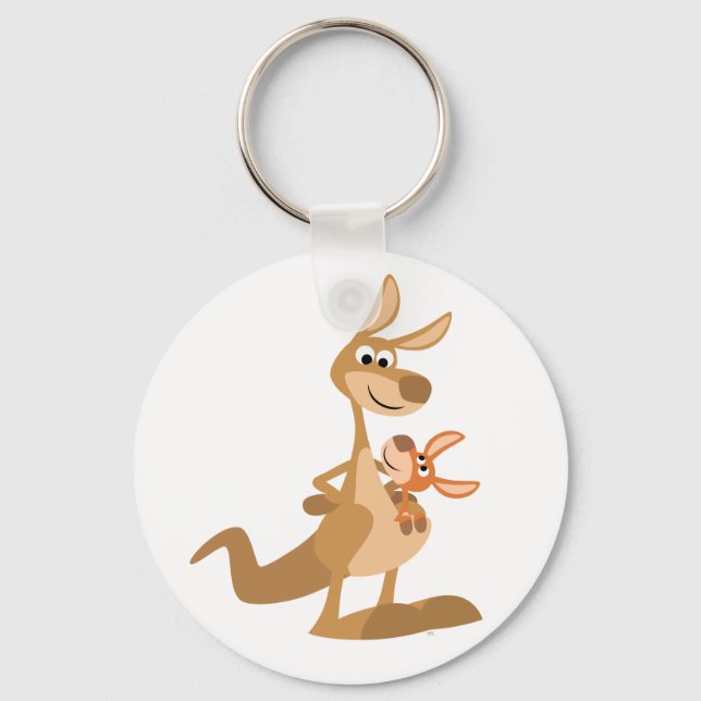 Cute Cartoon Kangaroo Mum and Joey Keychain (Front)