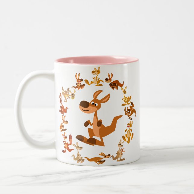 Cute Cartoon Kangaroos Mandala Mug (Left)