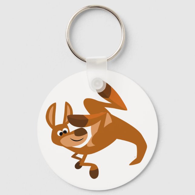 Cute Cartoon Kangaroo's Somersault Keychain (Front)