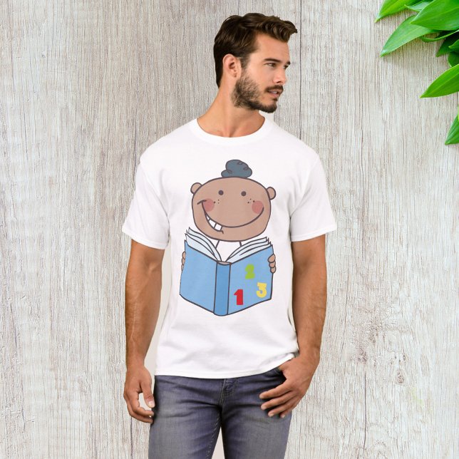 Cute Cartoon Kid Reading a Numbers Book T-Shirt (Creator Uploaded)