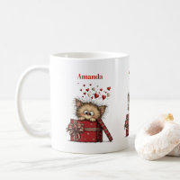 Cute Cartoon Kitten in a Box with Hearts