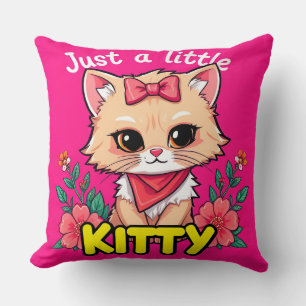 Cute Cartoon Kitten Smiling Throw Pillow