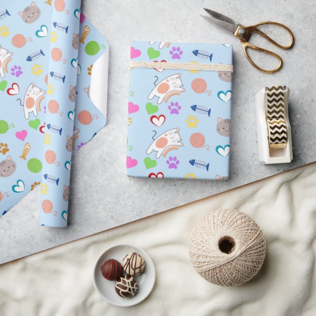 Cute Cartoon  Kittens Pattern Gift Wrapping Paper (Crafts)