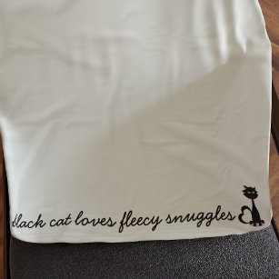 Cute Cartoon Kitty Cat Custom Black and White Fleece Blanket