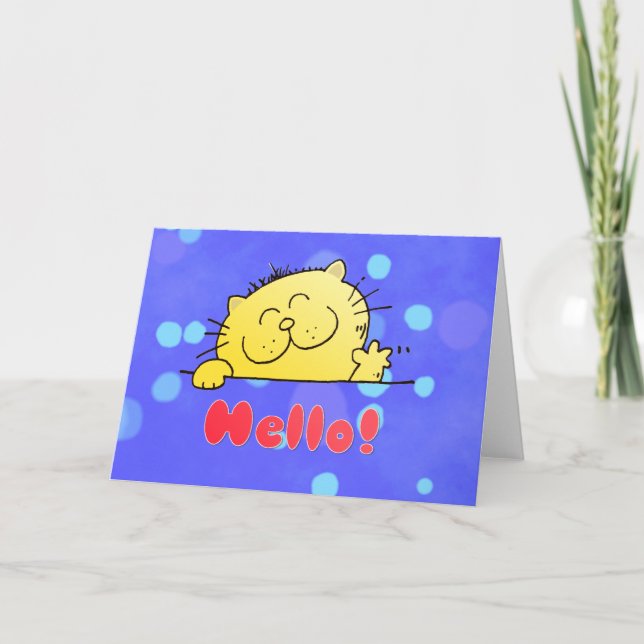 Cute Cartoon Kitty Hello Card (Front)