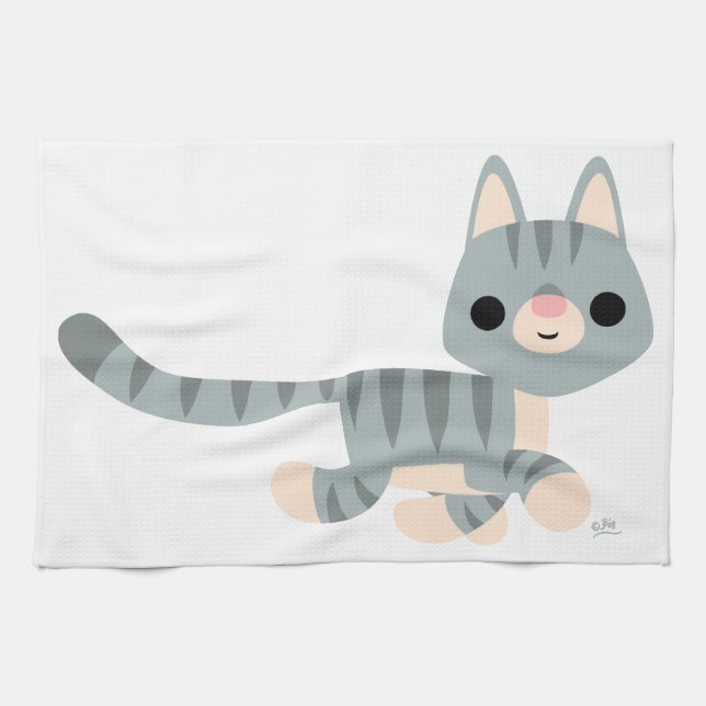 Cute Cartoon Kitty Kitchen Towel (Horizontal)