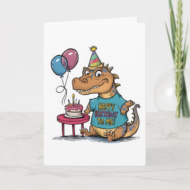 cute cartoon komodo dragon birthday card (Front)