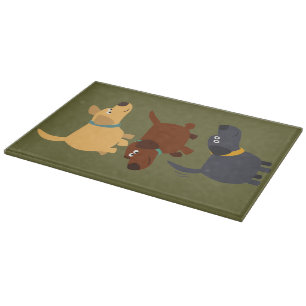 Cute Cartoon Labradors in 3 Flavours Cutting Board