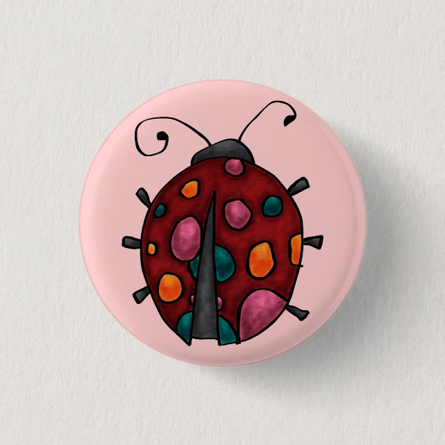 Cute Cartoon Ladybug 1 Inch Round Button (Front)