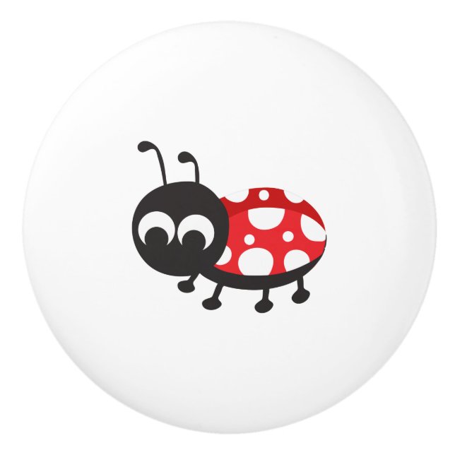 Cute Cartoon Ladybug Ceramic Knob (Front)