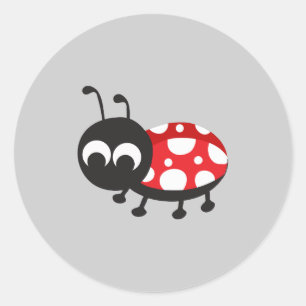 Cute Cartoon Ladybug Classic Round Sticker