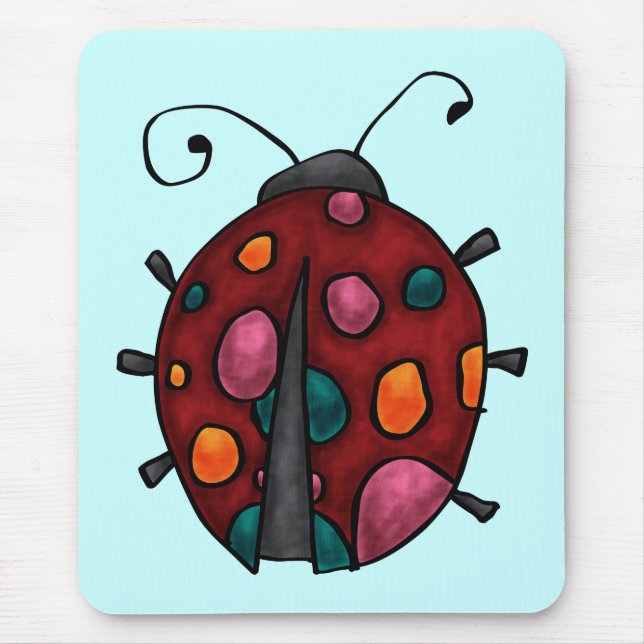 Cute Cartoon Ladybug Mouse Pad (Front)