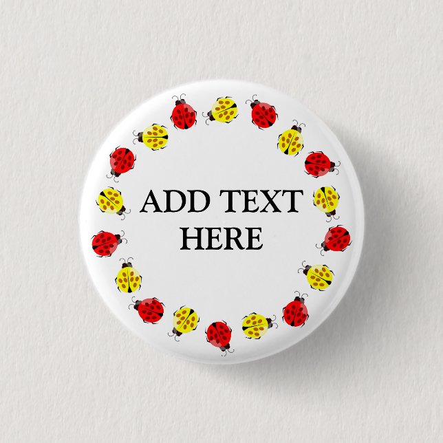 Cute Cartoon Ladybugs In Red And Yellow 1 Inch Round Button (Front)