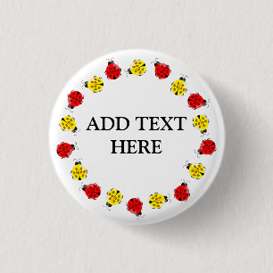 Cute Cartoon Ladybugs In Red And Yellow 1 Inch Round Button