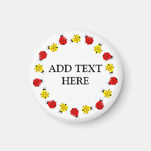 Cute Cartoon Ladybugs In Red And Yellow Magnet