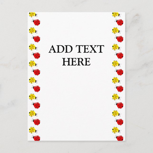 Cute Cartoon Ladybugs In Red And Yellow Postcard (Front)