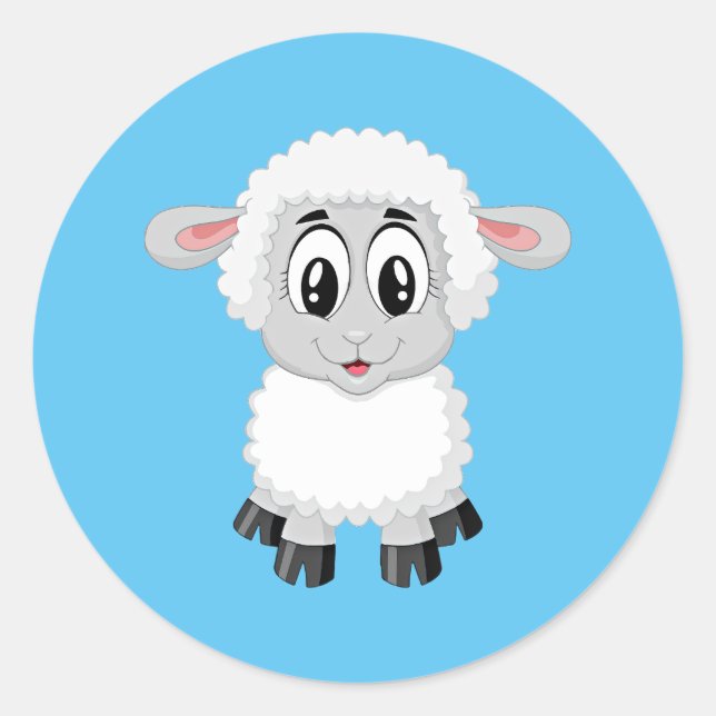 Cute cartoon lamb classic round sticker (Front)
